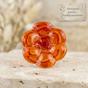 Zauberhafter Gartenstecker Glasblume orange mit rot-gelben Streifen - ca. 100 cm - Gartendekoration